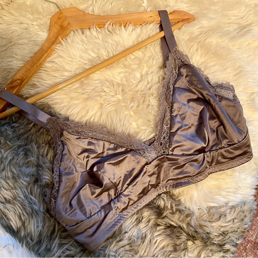 Auden Satin Lace Bralette in Gray